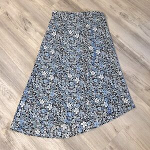 MAUBY Cottagecore Slit Satin Skirt Asymmetrical Hem Midi Skirt SPRING BLUE BOHO